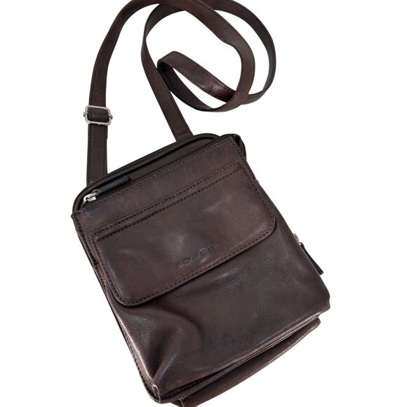 Vintage Fossil Pebbled Brown Leather Crossbody Bag - Picture 16 of 16